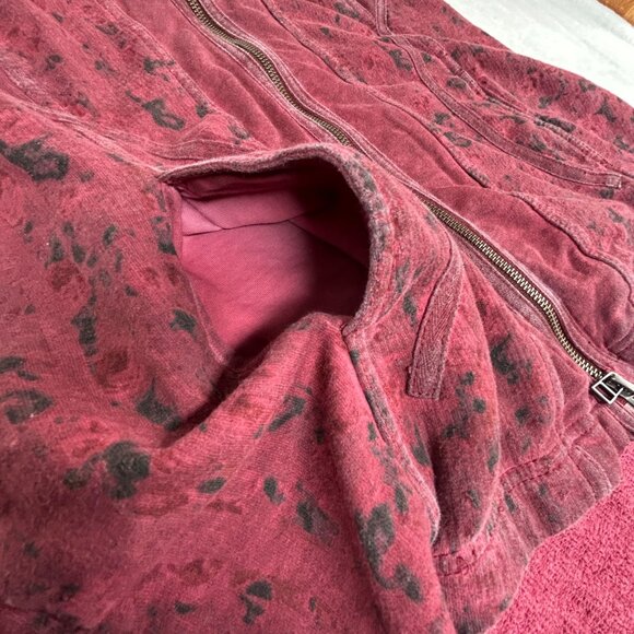 Simclan Womens Burgundy Textured Zip Up Hoodie Jacket Size 40 Outdoor Pockets - Picture 8 of 10